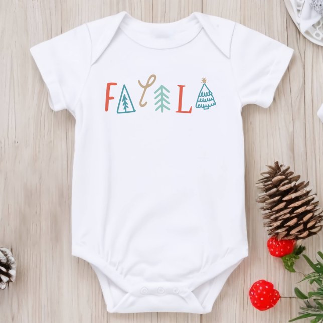 Body Para Bebé Fa La La Funny Fiesta del Árbol de Navidad (Fa La La Funny Christmas Tree Holiday Baby Bodysuit
)