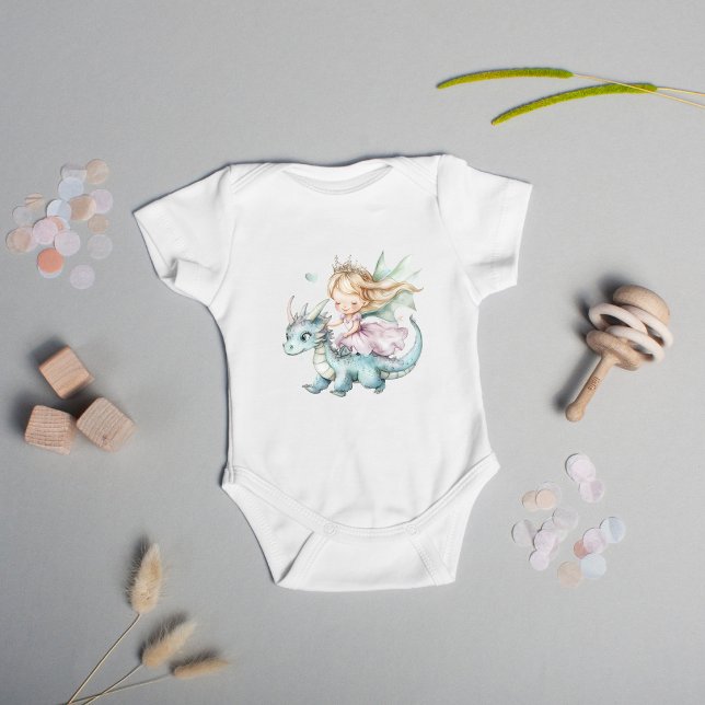 Body Para Bebé Fairytale Dreamy Dragon Pink Princess Baby Shower  (Subido por el creador)