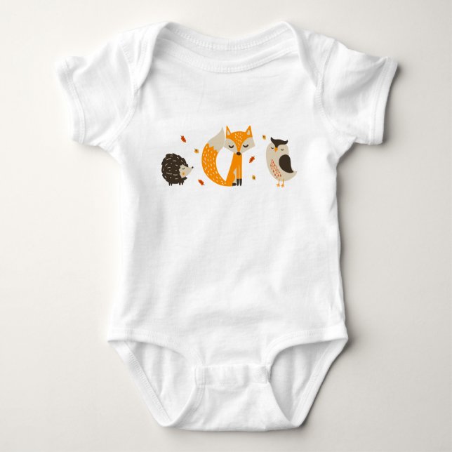 Body Para Bebé Fall Woodland Animal Bodysuit (Anverso)