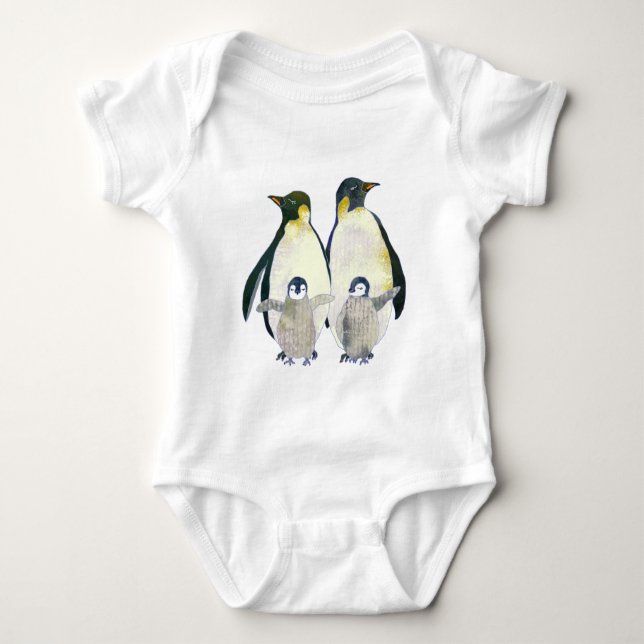 Body Para Bebé Familia Cuta Feliz Pingüino (Anverso)