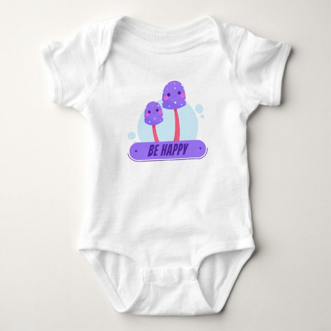 Body Para Bebé Familia de Hongos Felices Morado (Anverso)