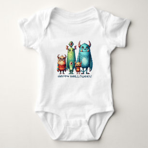 Body Para Bebé Familia Monster - ¡Feliz Halloween!
