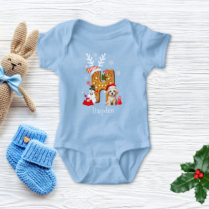 Body Para Bebé Familia Navidad Cachorro Pan de Jengibre Letra H N