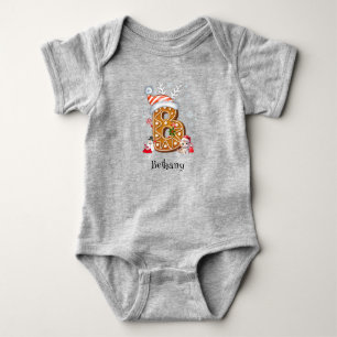Body Para Bebé Familia Navidad Santa Pan de Jengibre Letra B Niña