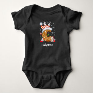 Body Para Bebé Familia Navidad Santa Pan de Jengibre Letra C Niña