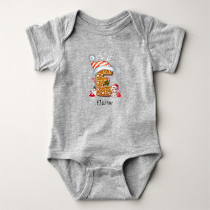 Body Para Bebé Familia Navidad Santa Pan de Jengibre Letra E Niña