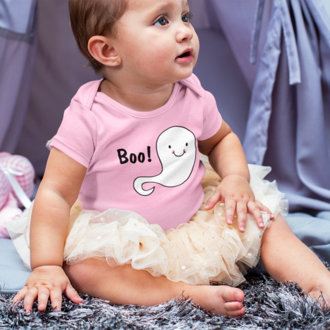 Body Para Bebé Fantasma Blanco Amigable Boo Rosa Bebé Halloween (Subido por el creador)