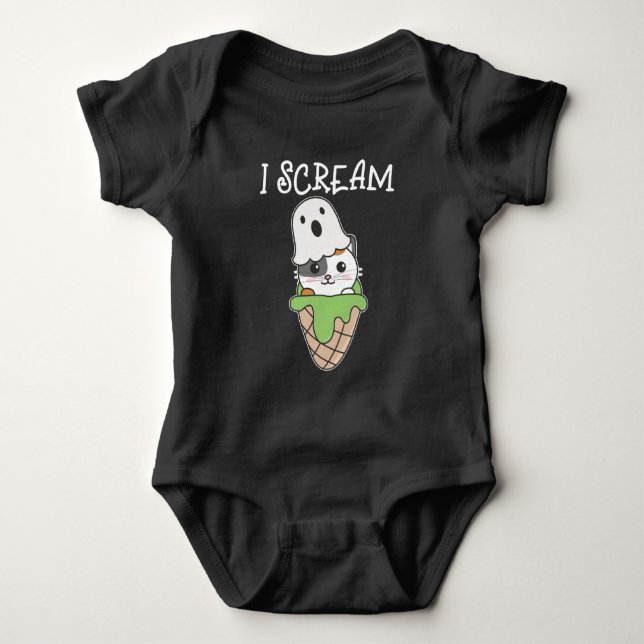Body Para Bebé Fantasma De Halloween Grito Un Arma De Helado (Anverso)