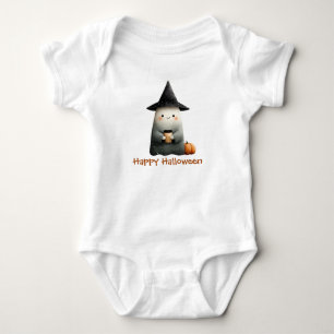 Body Para Bebé Fantasma lindo con café Halloween