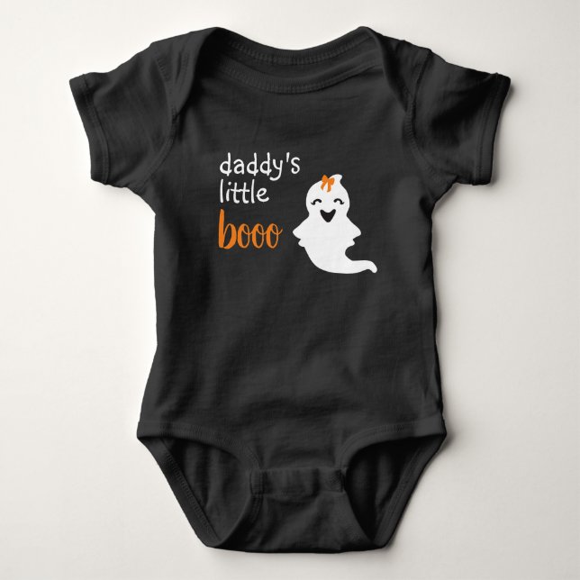 Body Para Bebé Fantasma lindo con el pequeño novio de Naranja Bow (Anverso)