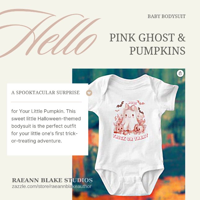 Body Para Bebé Fantasma rosa y calabazas traje de bebé (Subido por el creador)