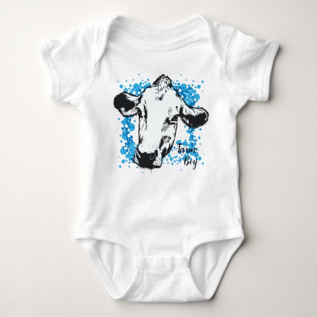 Body Para Bebé Farm Boy Blue Cow Baby Bodysuit (Anverso)