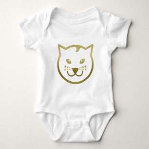 Body Para Bebé Faux Gold Cat Face - color de fondo Personalizado