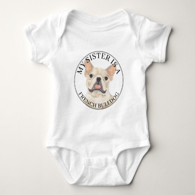 Body Para Bebé Fawn Tan Cream French Bulldog Big Sister (Anverso)