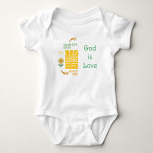 Body Para Bebé Fe Trendy Amarillo  Floral Arcoíris Amanecer Retro