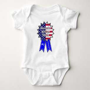 Body Para Bebé Fecha de nombre personalizado de la cinta azul USA