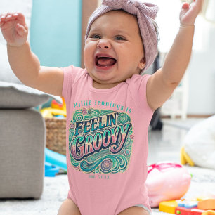 Body Para Bebé Feelin' Groovy Retro 70 Vintage Psychedelic T-Sh