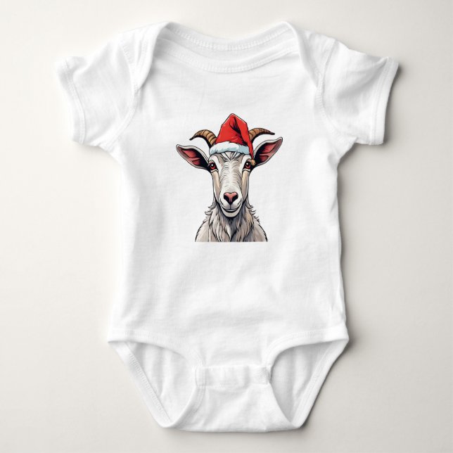 Body Para Bebé Felices fiestas Navidades Goat Santa Hat (Anverso)
