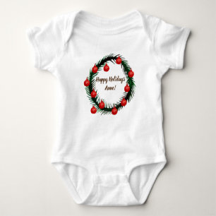 Body Para Bebé Felices Fiestas Nombre Personalizado Baby Bodysuit