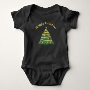 Body Para Bebé Felices Fiestas y Árbol de Navidad de oro