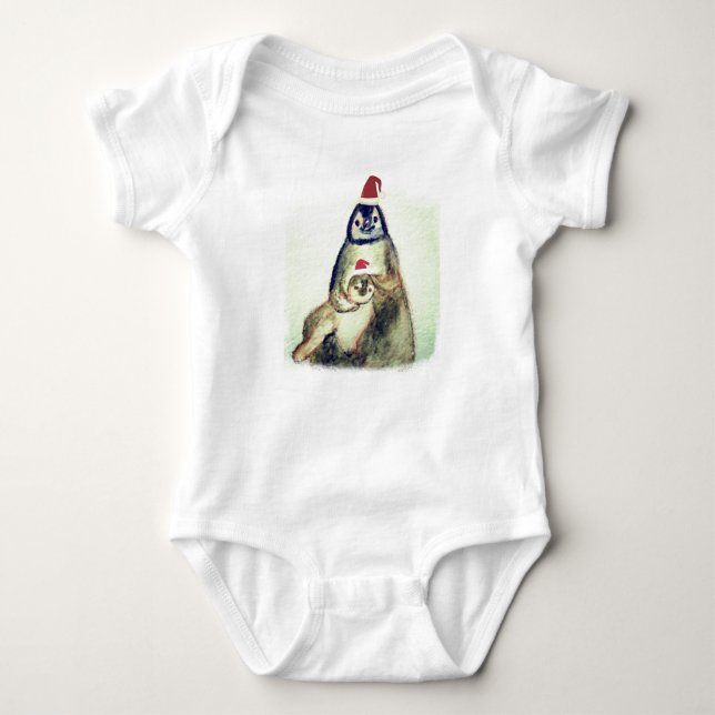 Body Para Bebé Felices vacaciones, Penguins Baby Bodysuit (Anverso)