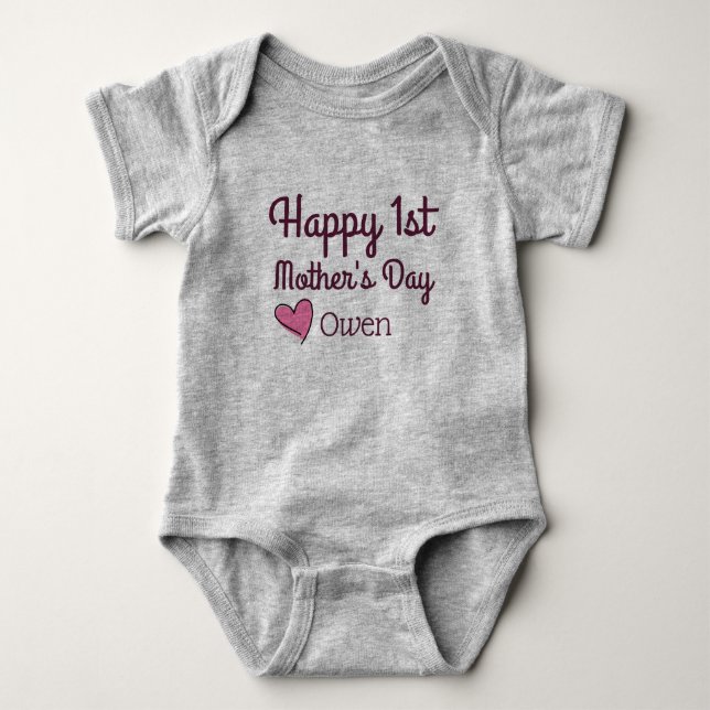 Body Para Bebé Feliz 1.ª camiseta de Día de la Madre (Anverso)