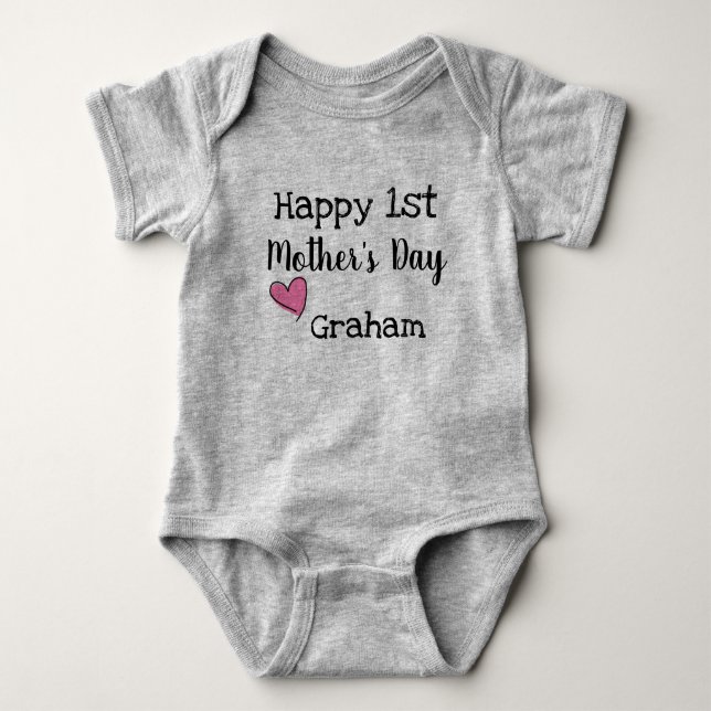 Body Para Bebé Feliz 1.ª camiseta de Día de la Madre (Anverso)