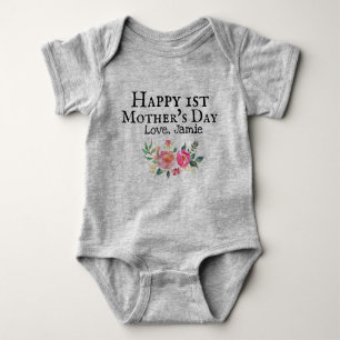 Body Para Bebé Feliz 1.ª camiseta de Día de la Madre