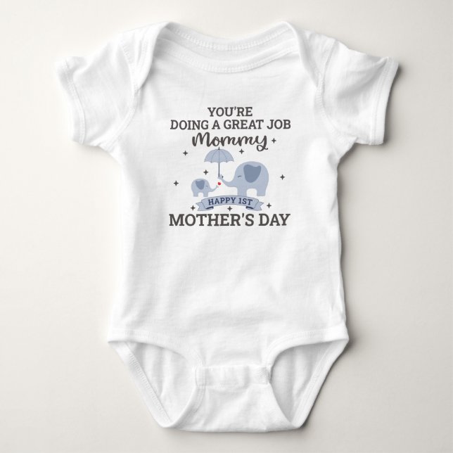 Body Para Bebé Feliz 1° Día de la Madre, mamá (Anverso)