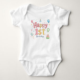 Body Para Bebé Feliz 1er Cumpleaños – Tarjeta de cumpleaños linda