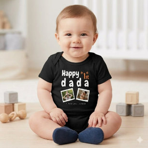 Body Para Bebé Feliz 1er Día del Padre Personalizado Foto Negro