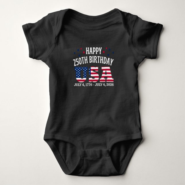 Body Para Bebé Feliz 250 cumpleaños EE. UU. 4 de julio (Anverso)