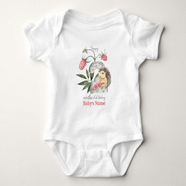 Body Para Bebé Feliz "2" Meses Cumpleaños Tema Bosque Erizo (Anverso)