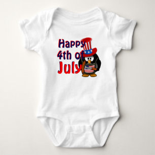 Body Para Bebé Feliz 4 De Julio Cute Patriótico Pingüino