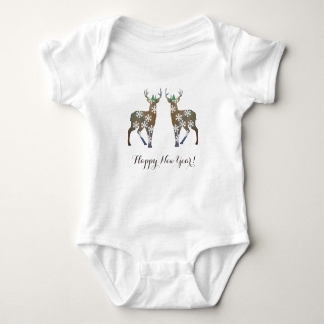 Body Para Bebé Feliz Año Nuevo: Deer Baby Bodysuit (Anverso)