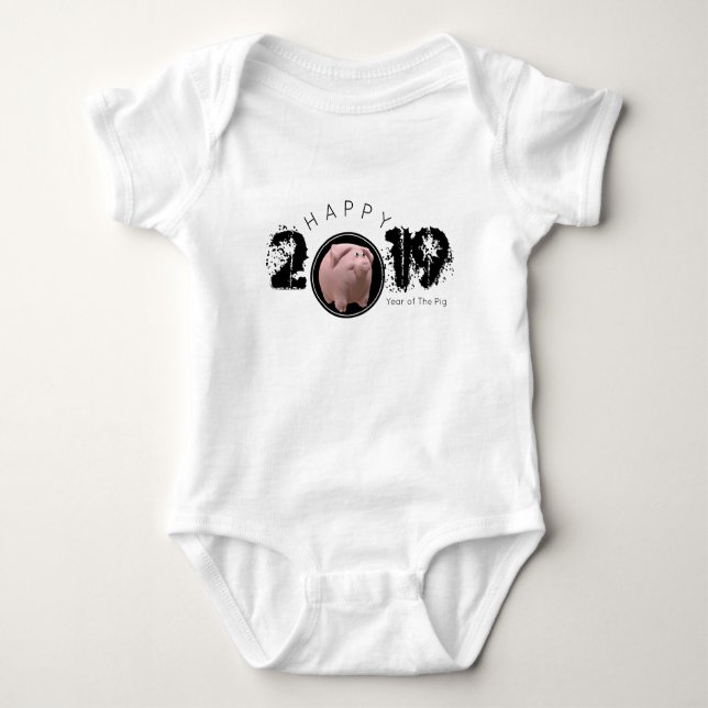 Body Para Bebé Feliz Año PIg 2019 Traje original 3D para bebés (Anverso)