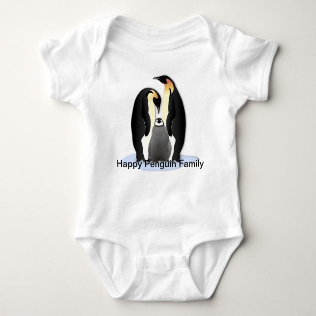 Body Para Bebé Feliz Camisas Infantiles de la Familia Pingüino (Anverso)