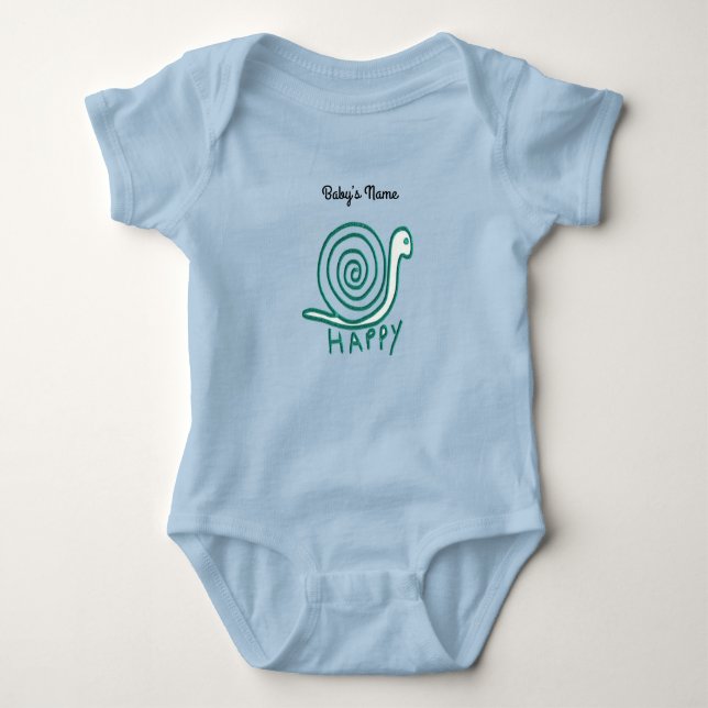 Body Para Bebé Feliz caracol: Personaliza el nombre del bebé (Anverso)
