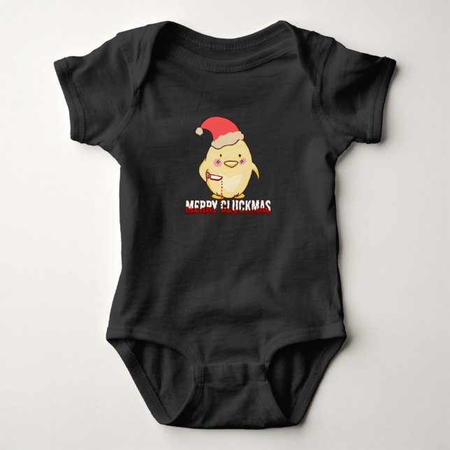 Body Para Bebé Feliz Cluckmas, Gallina Divertida de Navidad (Anverso)