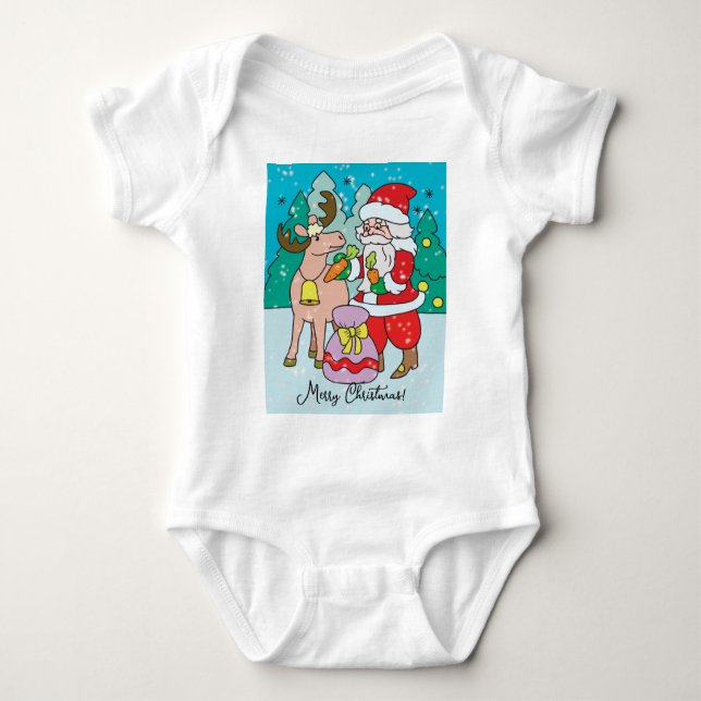Body Para Bebé Feliz Crostmas, Santa Claus (Anverso)