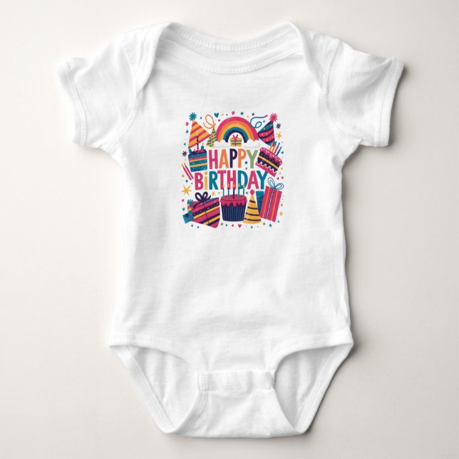 Body Para Bebé Feliz Cumpleaños :-) bodysuit de bebé (Anverso)