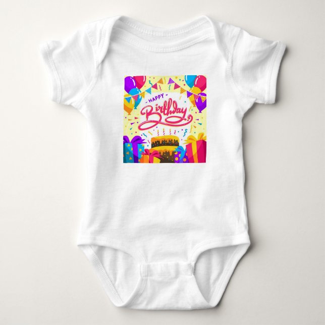 Body Para Bebé Feliz Cumpleaños Diseño-23562 (Anverso)