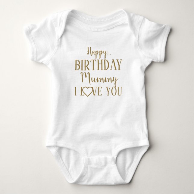 Body Para Bebé Feliz cumpleaños, mamá, te amo, traje de bebé (Anverso)