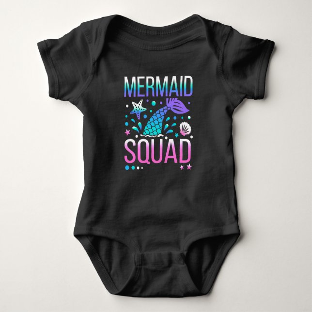 Body Para Bebé Feliz Cumpleaños Mermaid Squad-68296 (Anverso)