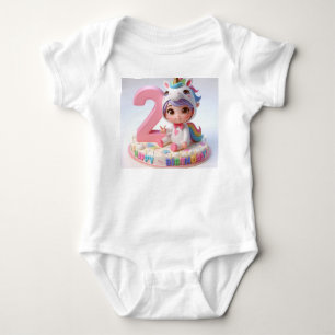 Body Para Bebé Feliz cumpleaños número 2 Unicornio