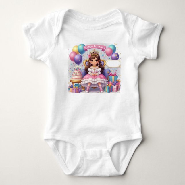 Body Para Bebé Feliz Cumpleaños Princesa (Anverso)