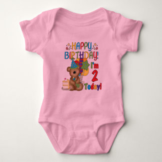 Body Para Bebé Feliz cumpleaños Teddy Bear segundo cumpleaños