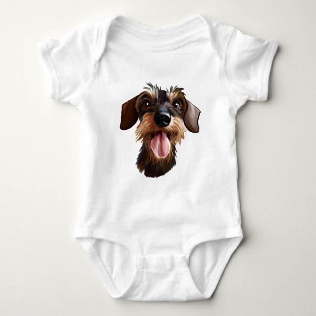 Body Para Bebé Feliz Dachshund de cabello alámbrico (Anverso)