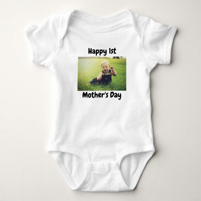 Body Para Bebé Feliz Día de la Madre, foto Personalizado (Anverso)