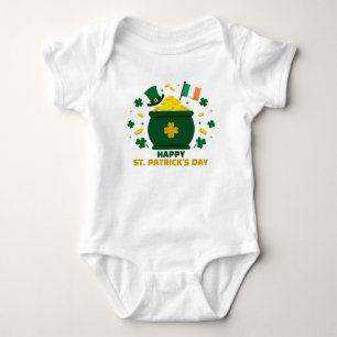 Body Para Bebé Feliz día de San Patricio con la olla de oro de tr